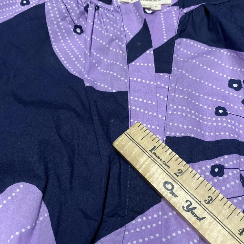 Anthropologie Navy and Lavender Floral Tiered Dress - Picture 7 of 8